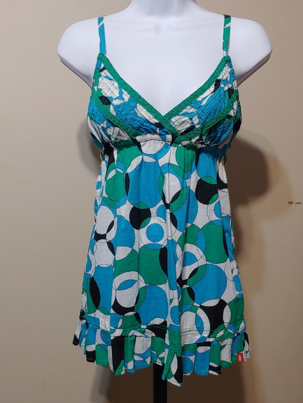 Esprit Blue Green White Geometric Tank Top